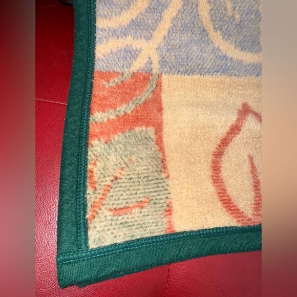 Rare 1990 Biederlack Cotton blend Reversible Blanket VTG Floral Leaves pattern - Picture 4 of 14